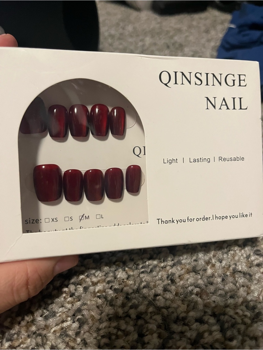 Women’s Deep Red Press-On Nail Set